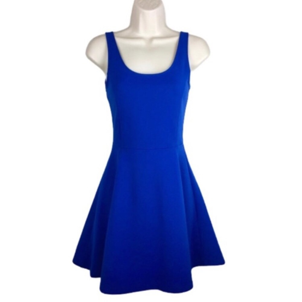 H&M Royal Blue Ribbed Skater Dress
